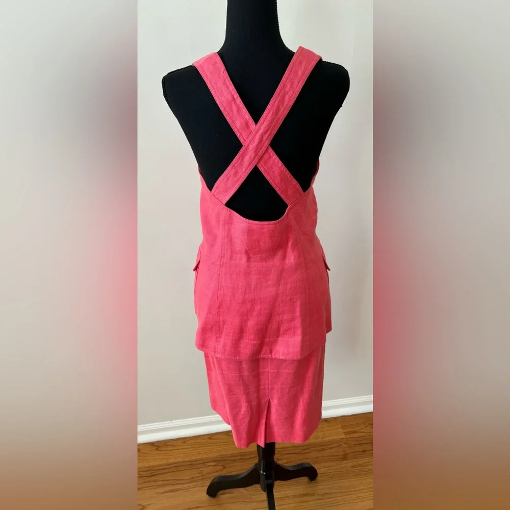 Scassi Vintage‎ Linen Dress Vest Skirt Set Coral - Size 6